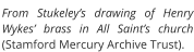 From Stukeley’s drawing of Henry Wykes’ brass in All Saint’s church (Stamford Mercury Archive Trust).