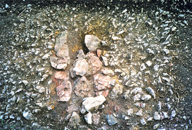 Burnt stones around a hearth