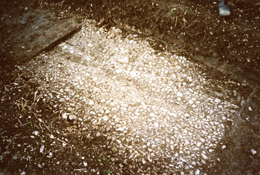 Rut marks in the road surface