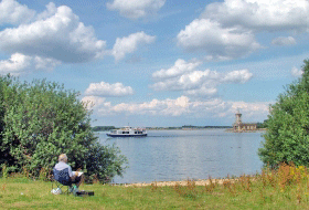 Rutland Water with the Rutland Belle in the distance